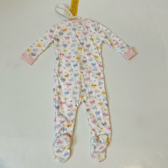 NWT Lullaby Set NB Pink Convo Hearts Footie - Picture 6 of 7